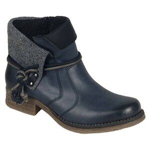Rieker Fee 93 Ankle Boots Black Combi Fleece Lined Comfort Booties SZ 10
